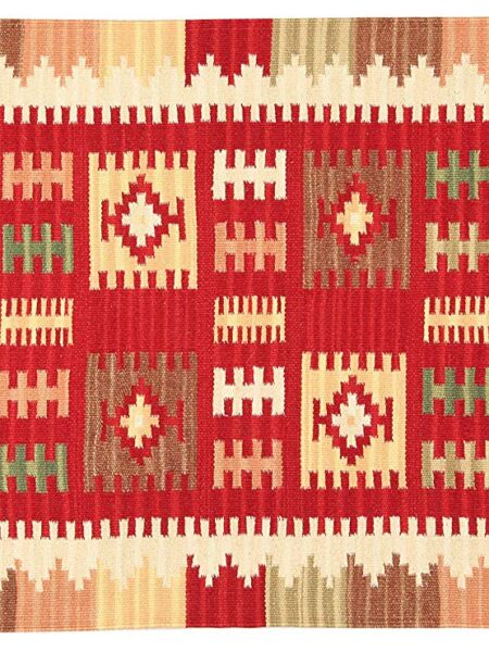 kilim Fine Rug, Red/Multicolor, 200x140