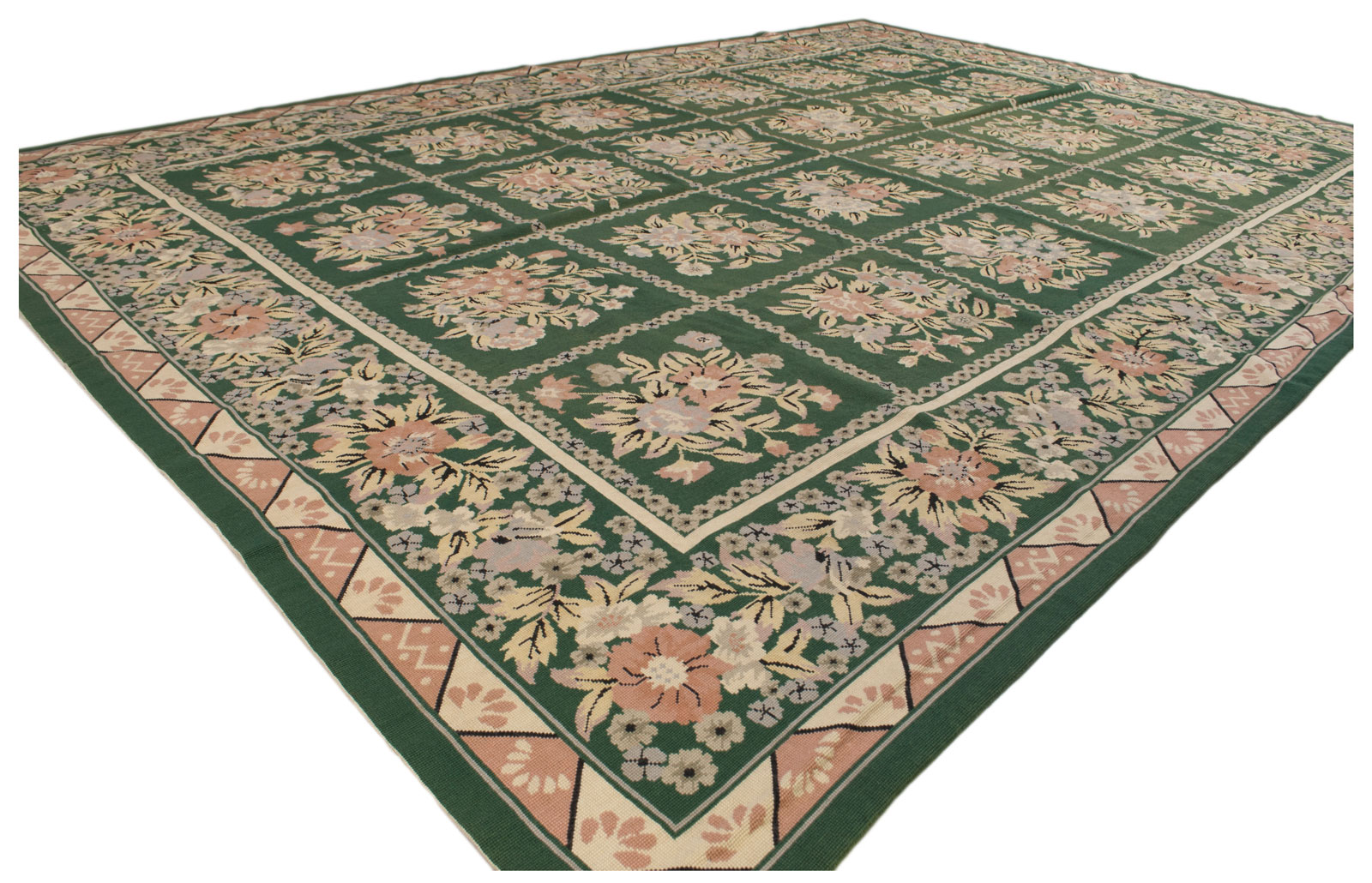 Half Loop Tapestry Aubusson Color Green Archaic 340x245 cm