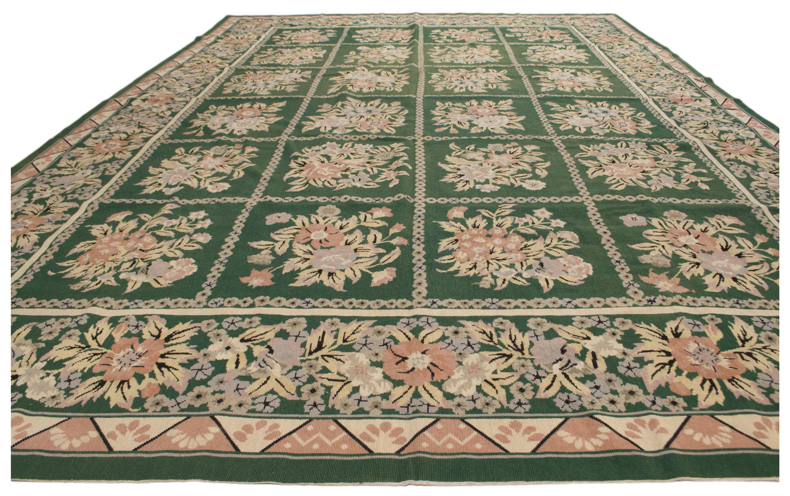 Half Loop Tapestry Aubusson Color Green Archaic 340x245 cm - Image 2