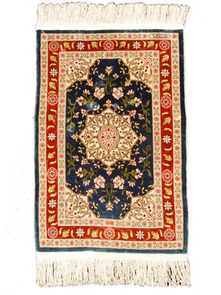 62x40 cm Antique Rug Hereche / Hereke in Silk 100%