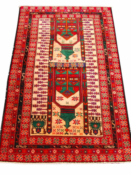 Genuine, Original Pure Wool Rug Rustic Handmad Carpet 130x82 cm