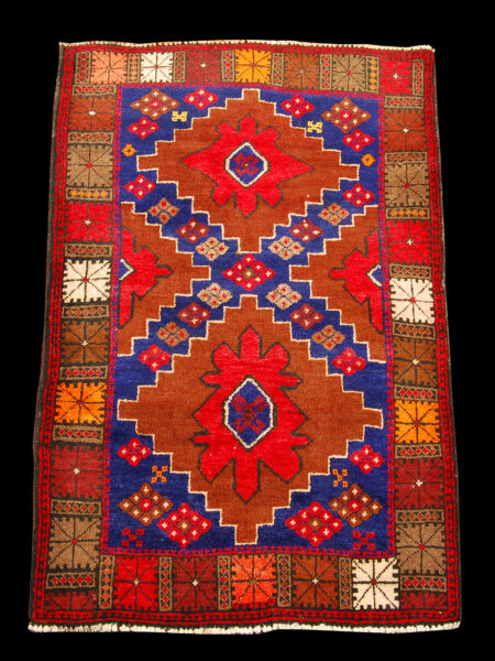 Genuine, Original Pure Wool Rug Rustic Handmad Carpet cm 140x93