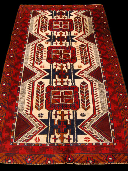 Genuine, Original Pure Wool Rug Rustic Handmad Carpet cm 189x106