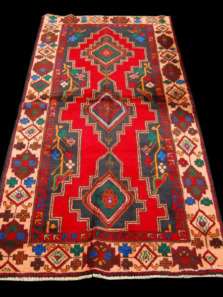 Genuine, Original Pure Wool Rug Rustic Handmad Carpet cm 198x96