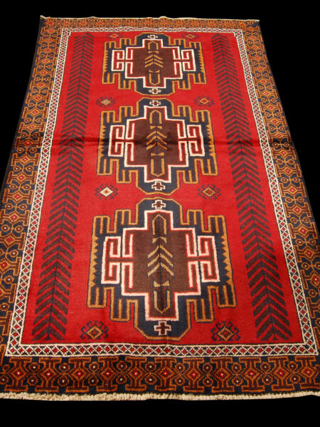 Genuine, Original Pure Wool Rug Rustic Handmad Carpet cm 195x106
