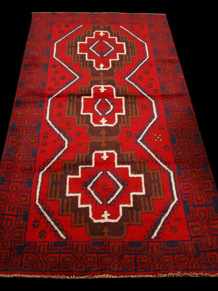 Genuine, Original Pure Wool Rug Rustic Handmad Carpet cm 207x102