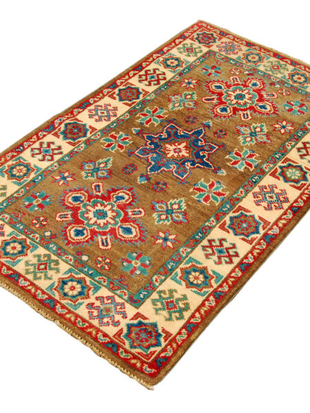 Rectangular Hand knotted carpet Ghazni Chubi Brown Colors 123x78 cm