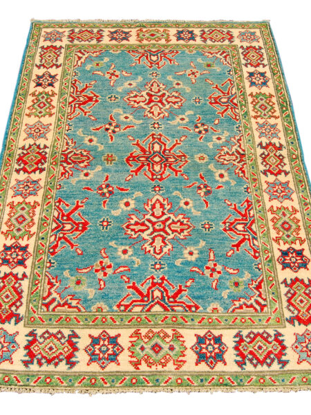 Rectangular Hand knotted carpet Ghazni Chubi Colors Green 147x97 cm