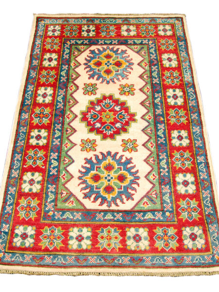Rectangular Hand knotted carpet Ghazni Chubi beige Colors 126x77 cm
