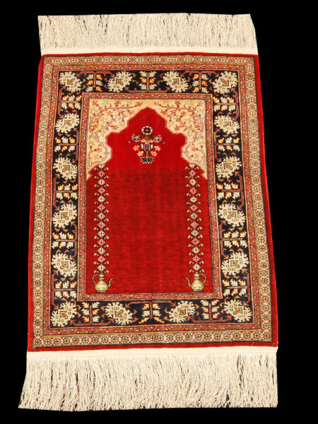 Antique Rug Red Hereche / Hereke in 100% Silk - 70x53 cm