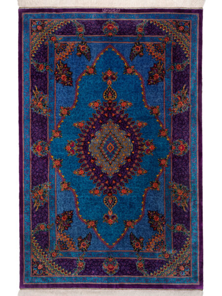 Qom Silk Rose Flower (Blue)